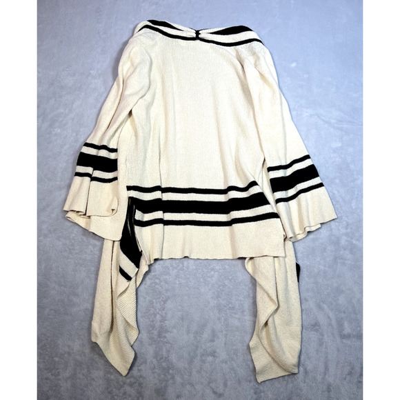 Anthropologie Sparrow Cardigan Womens Medium‎ Cream Black Open Draped Boho Bell - Picture 7 of 11